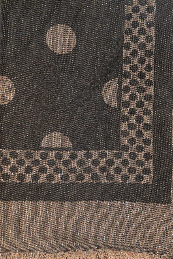 Black-beige lurex polka-dot scarf