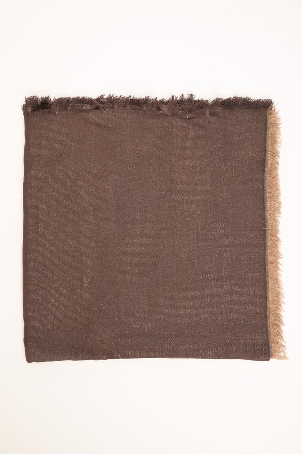Brown lurex polka-dot scarf