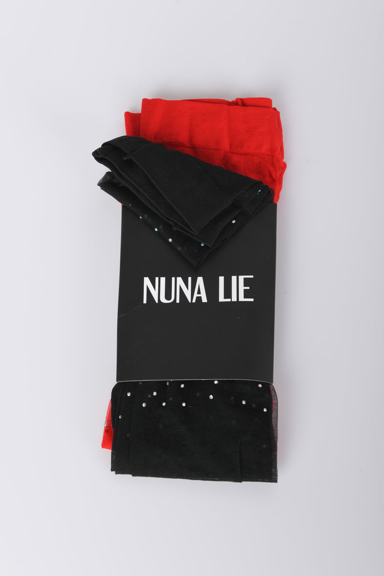 Set of two rhinestoned tights