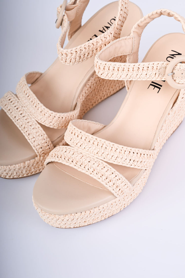 Raffia wedge sandals
