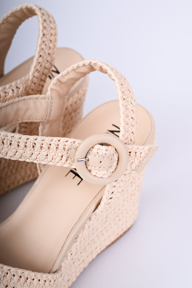 Raffia wedge sandals