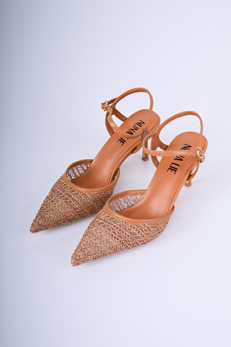 Raffia slingback pumps