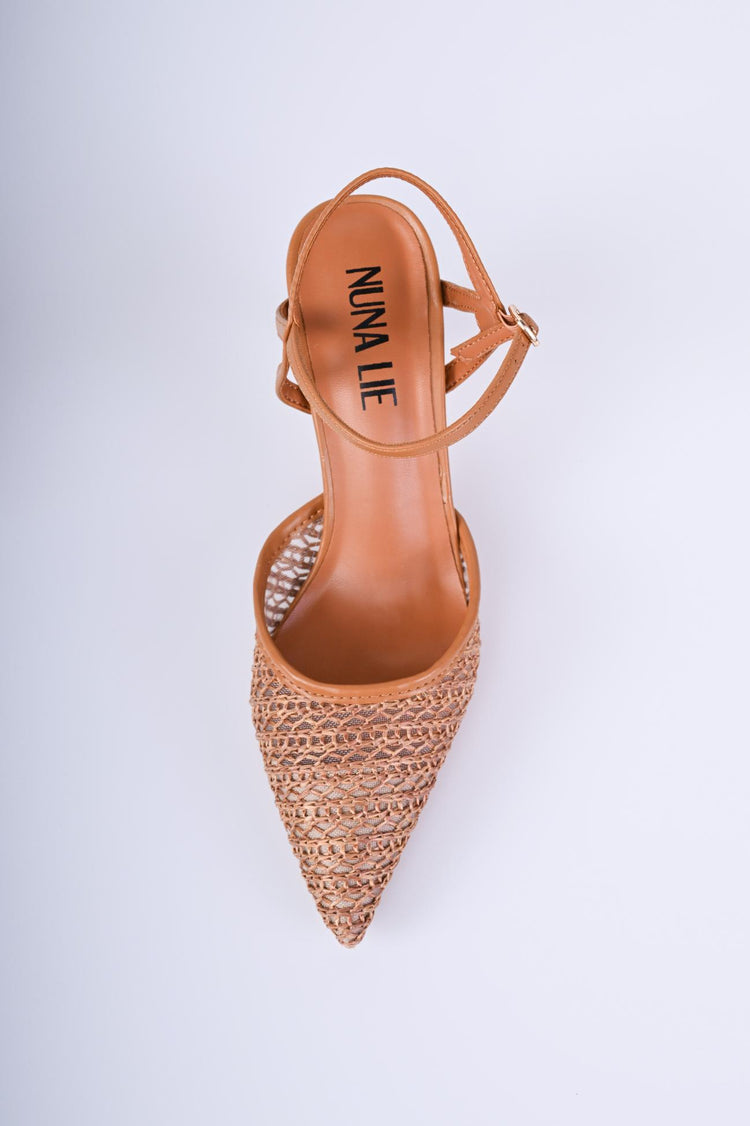 Raffia slingback pumps