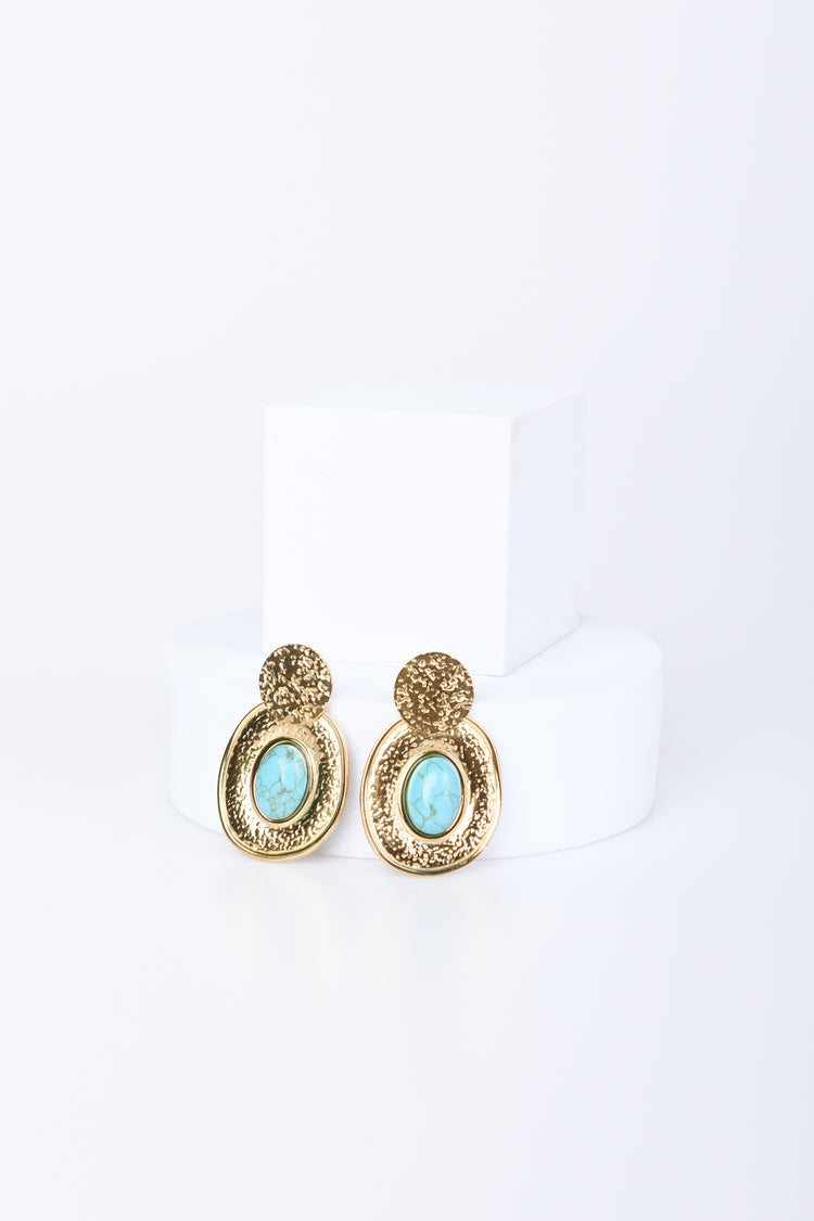 Stone oval earrings