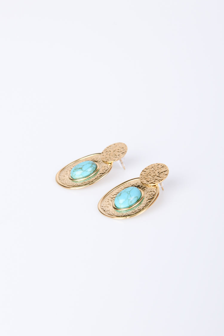 Stone oval earrings