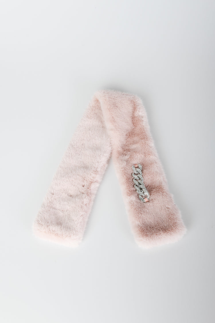 Chain-detail faux fur scarf