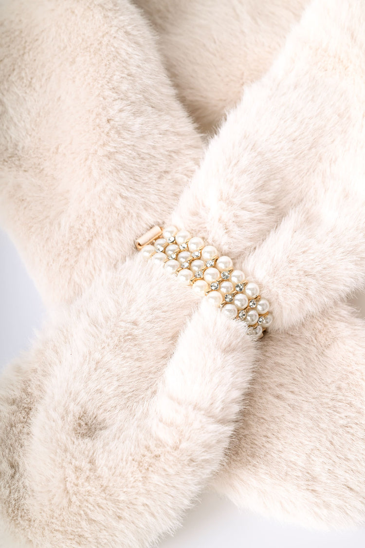 Jewel faux fur scarf