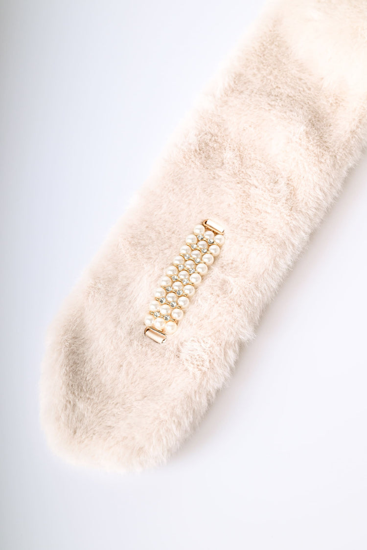 Jewel faux fur scarf
