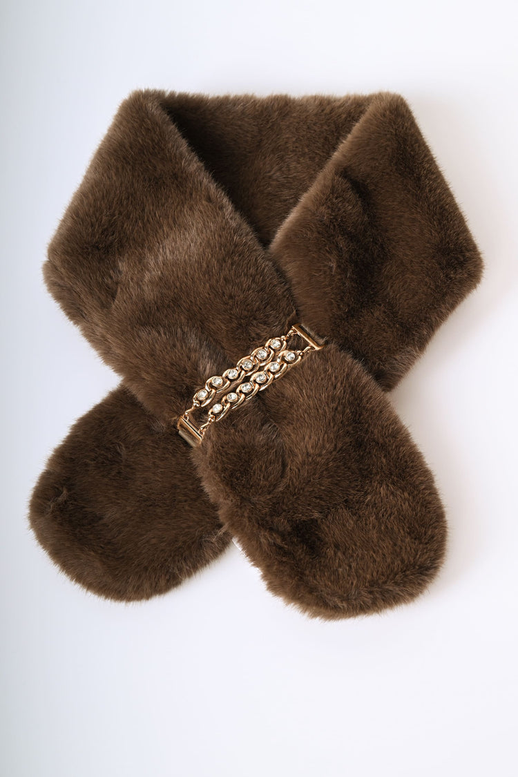 Jewel faux fur scarf