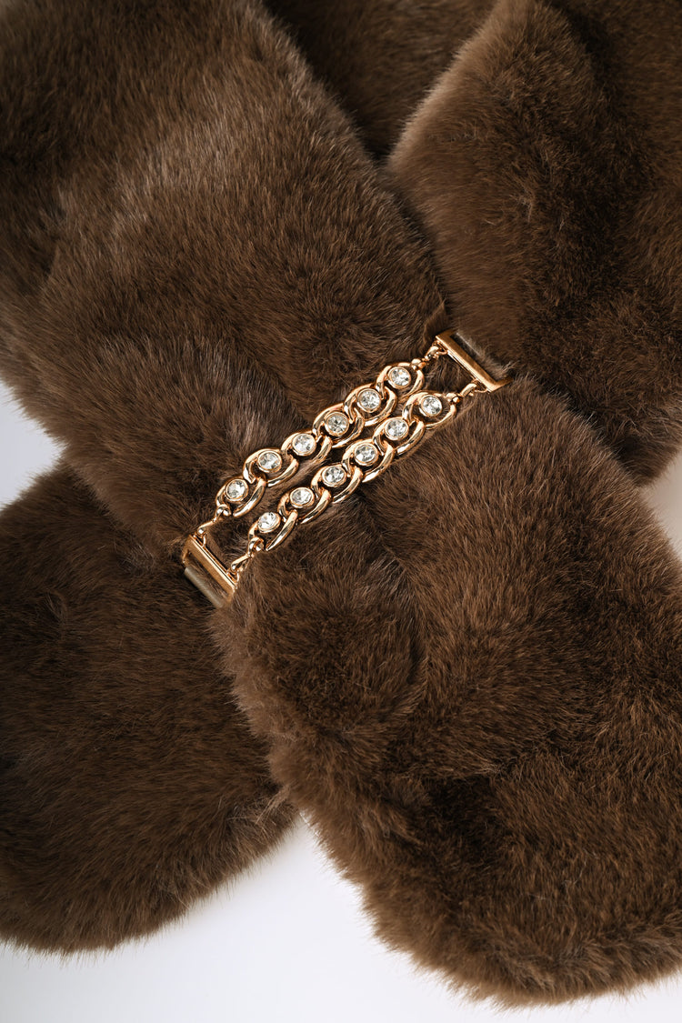 Jewel faux fur scarf