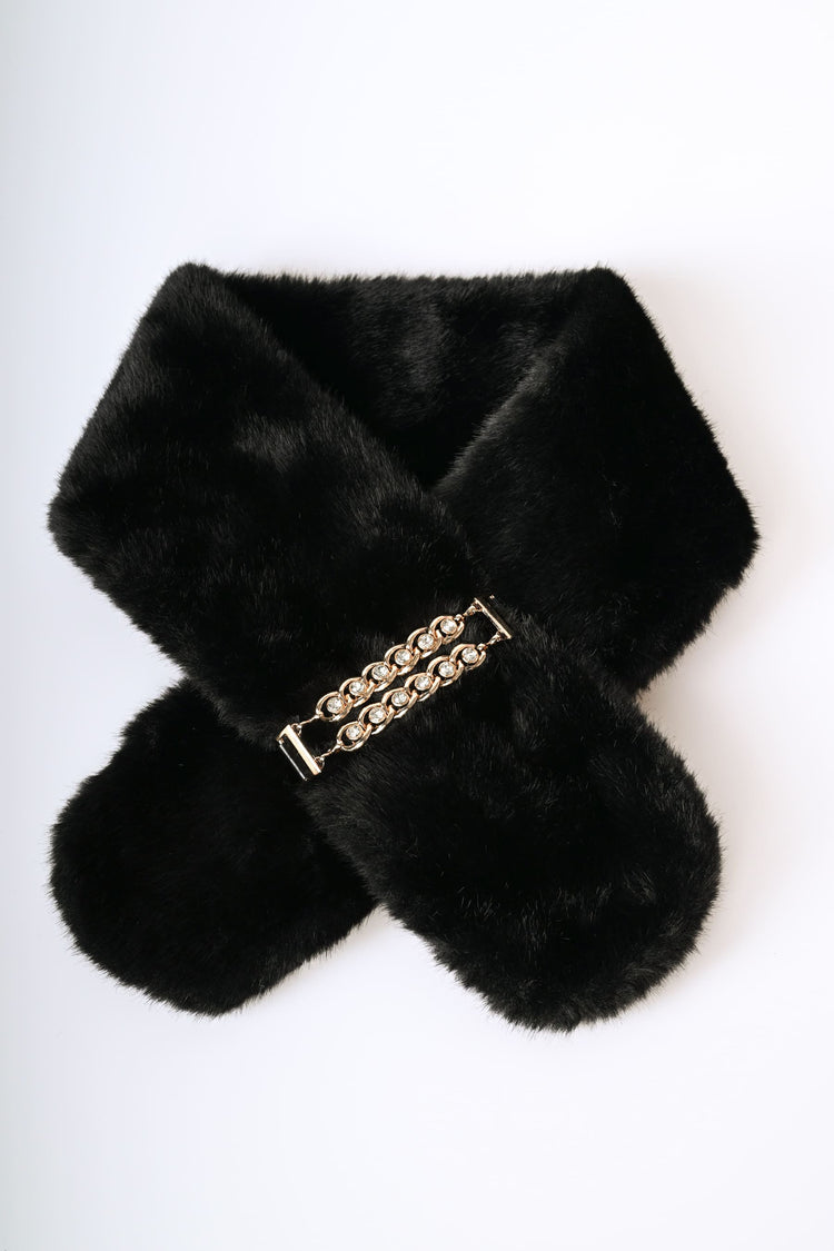 Jewel faux fur scarf