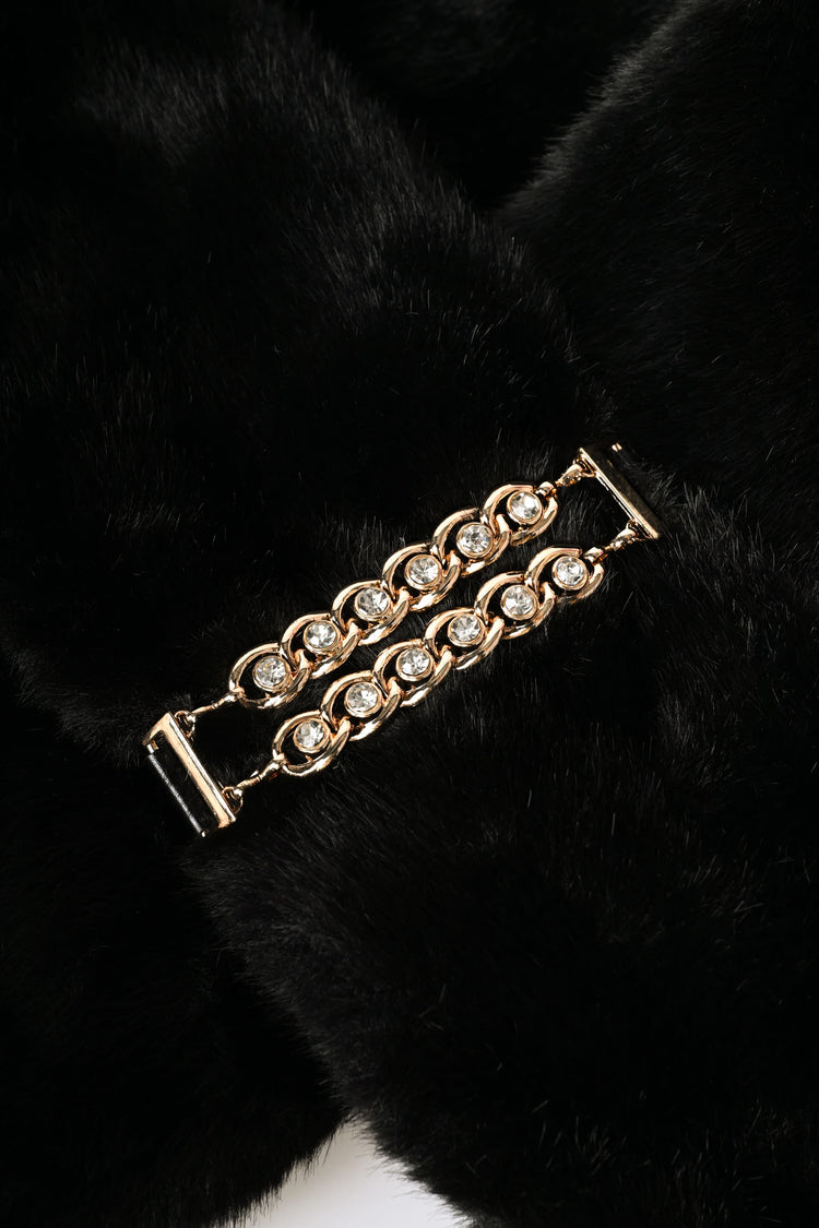 Jewel faux fur scarf