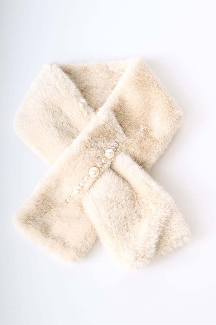Beads faux fur scarf