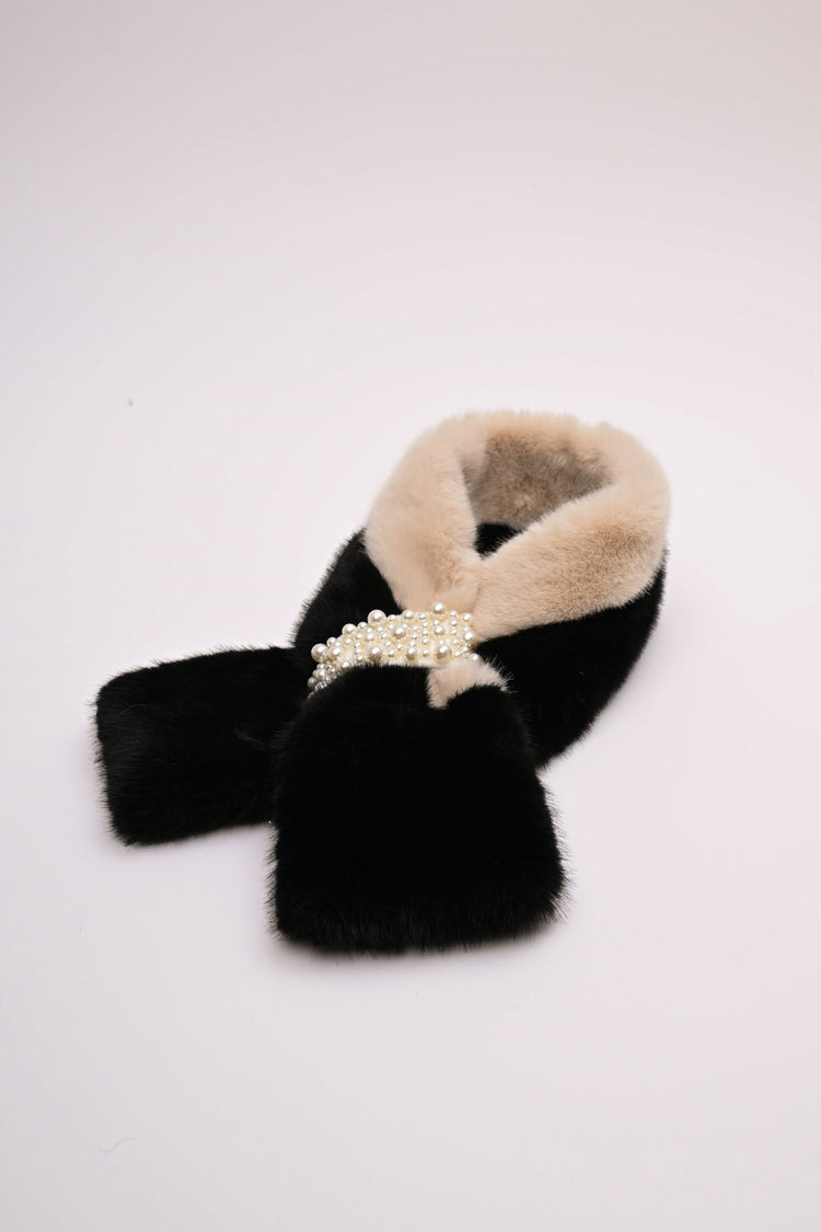 Collo bicolore con perline