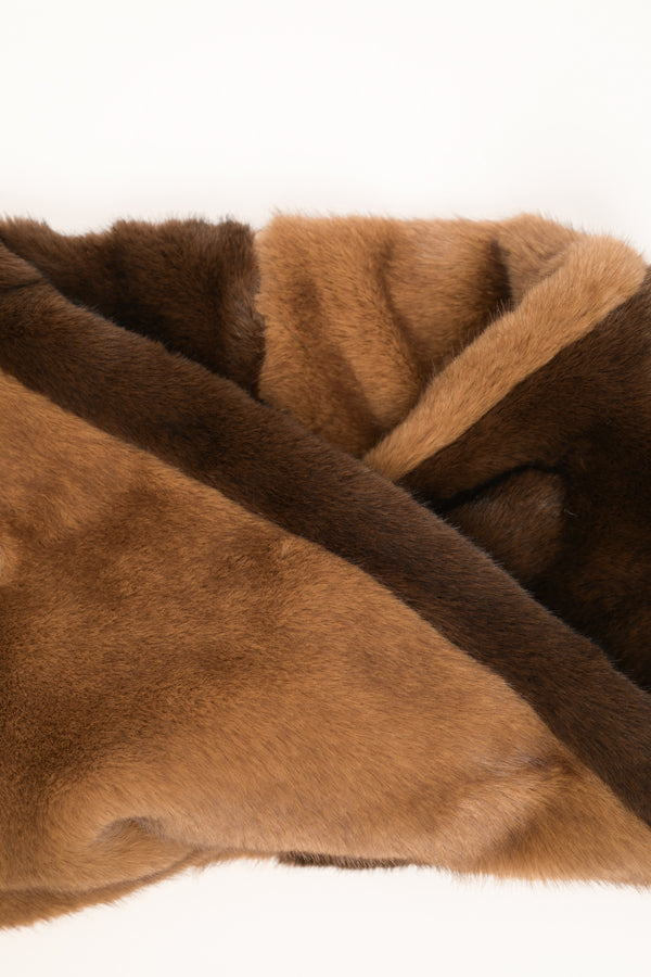 Brown two-tone plush neck warmer