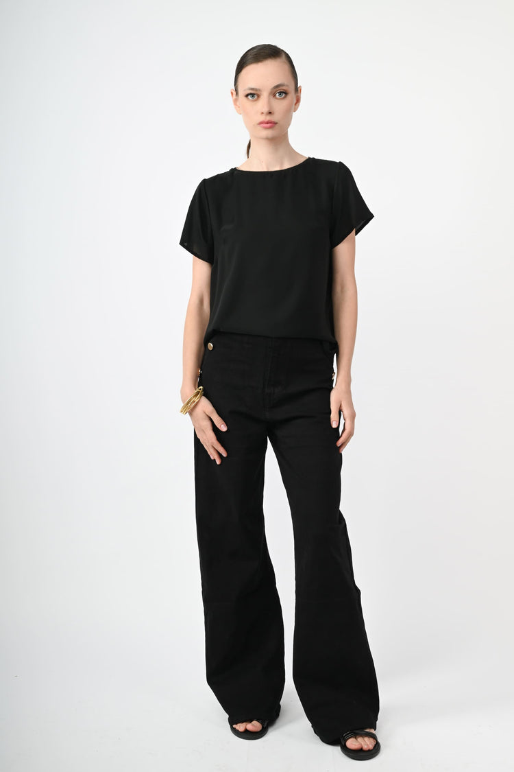 Button-detail sailor-style jeans