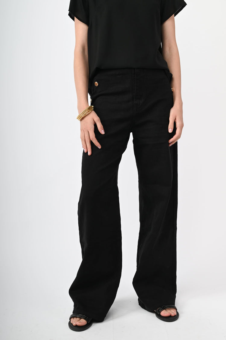 Button-detail sailor-style jeans