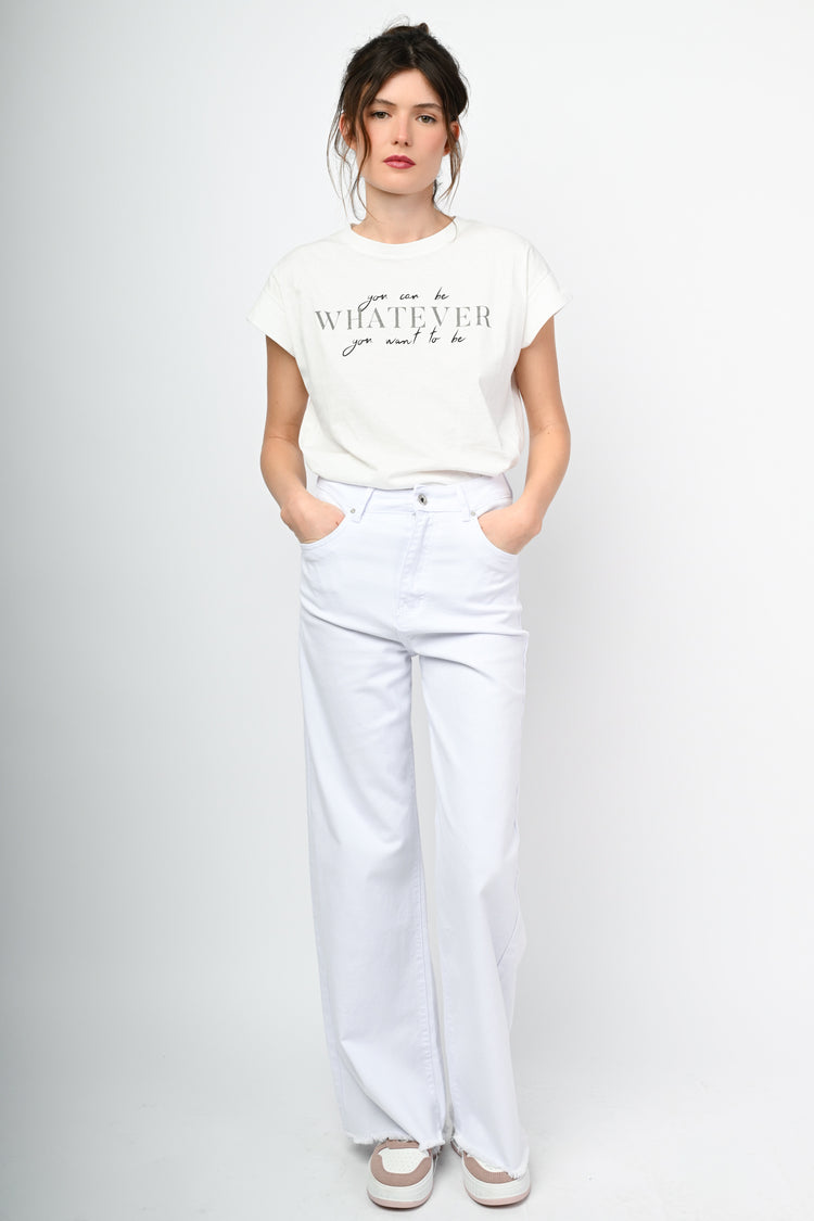 Wide-leg drill trousers