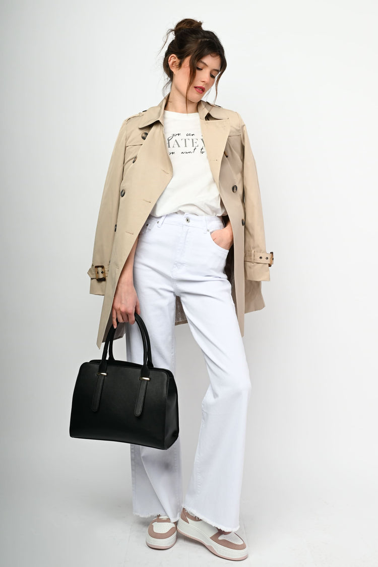 Wide-leg drill trousers