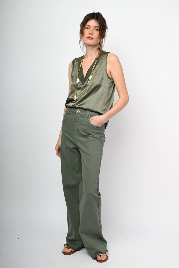 Wide-leg drill trousers