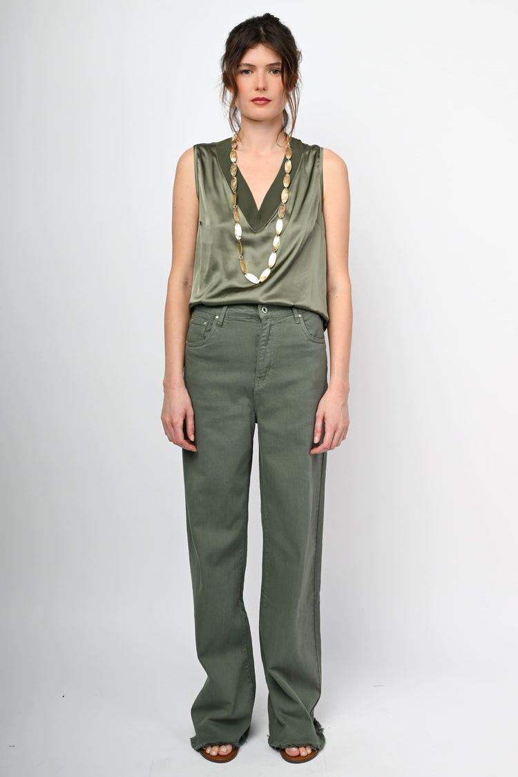Wide-leg drill trousers