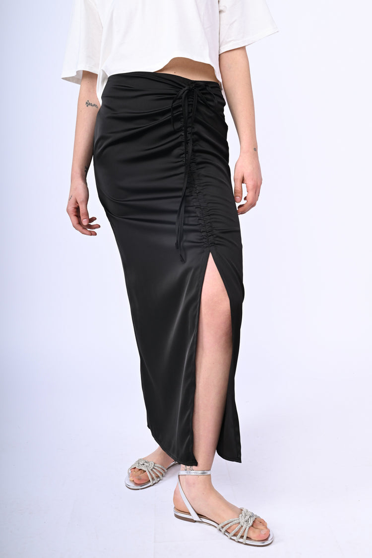 Gathered split maxi skirt