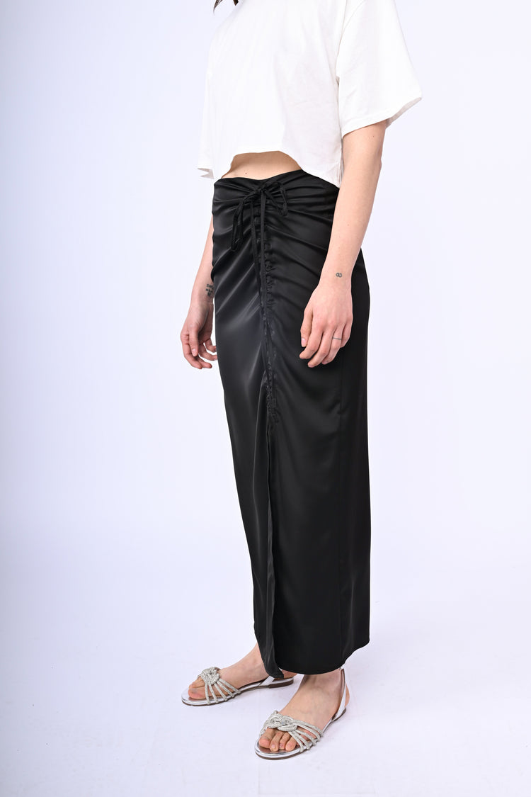 Gathered split maxi skirt