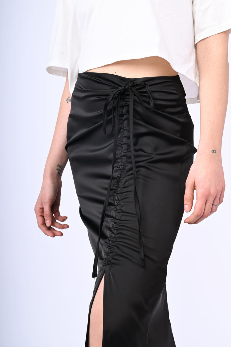 Gathered split maxi skirt