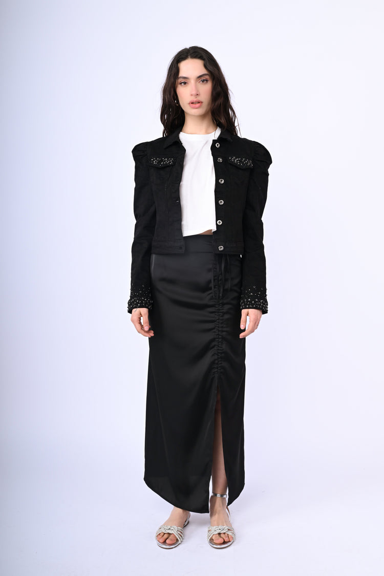 Gathered split maxi skirt