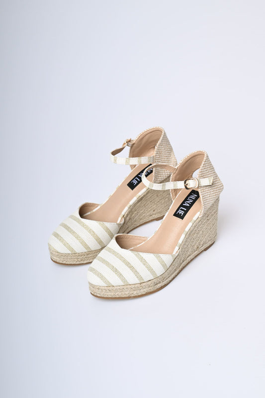 Lurex striped wedge espadrilles