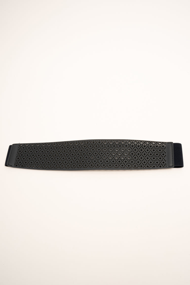 Blue perforated elastic belt