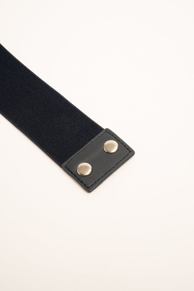 Blue perforated elastic belt