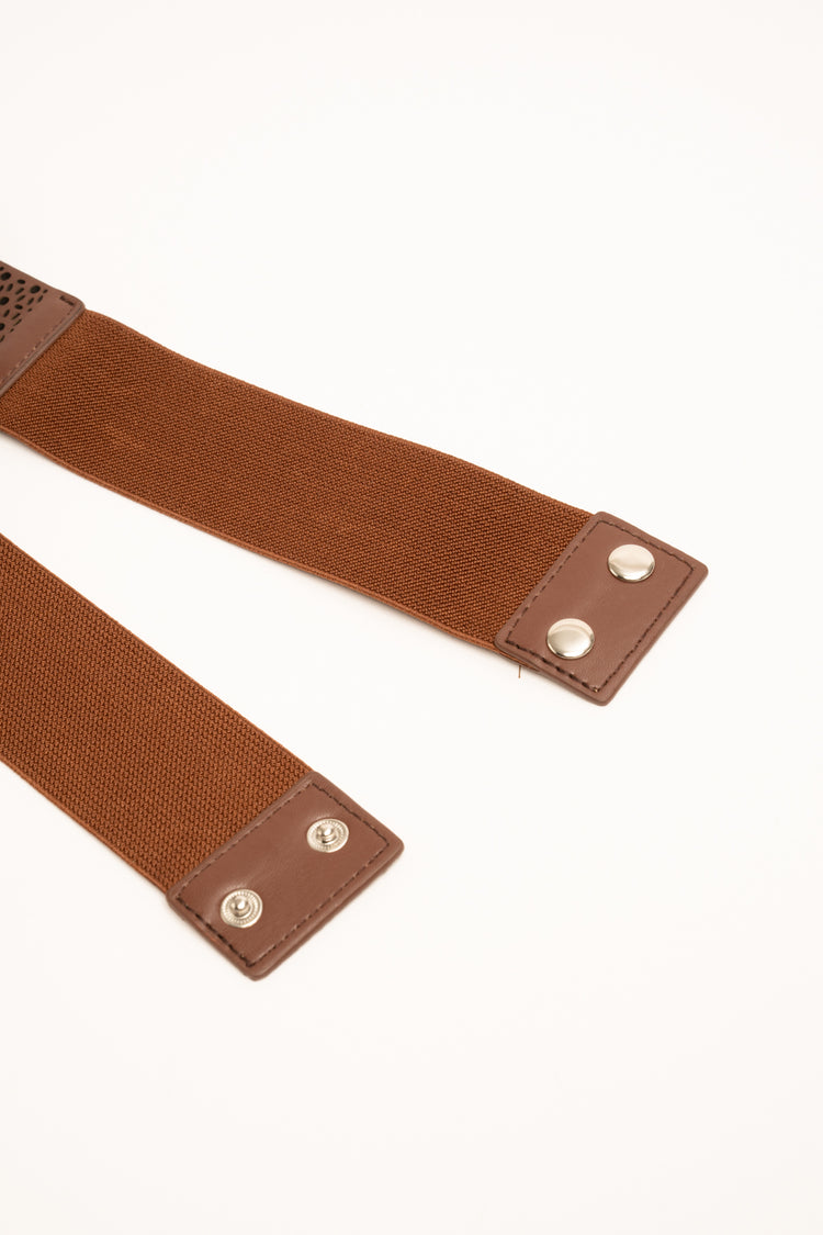 Brown perforated elastic belt