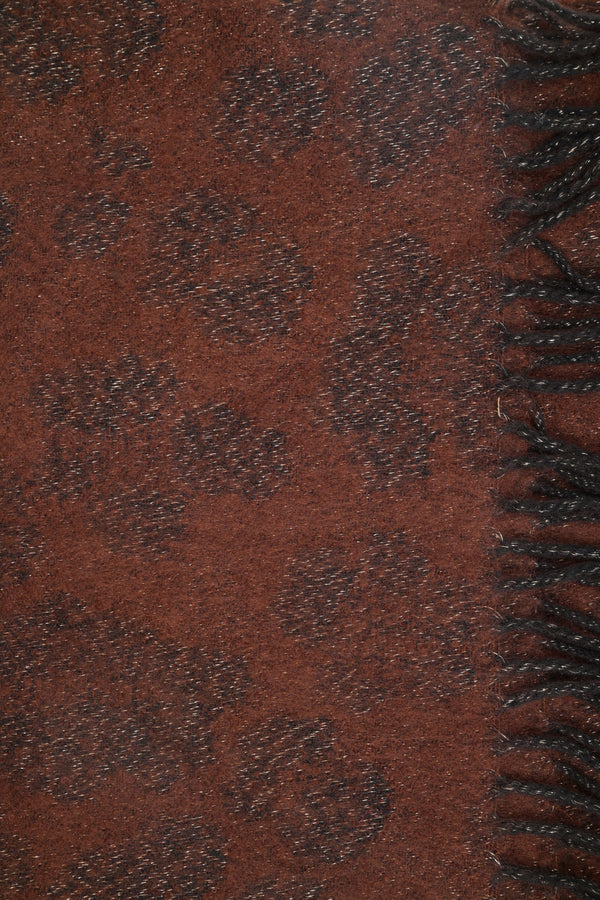 Brown-black lurex animal scarf with fringe