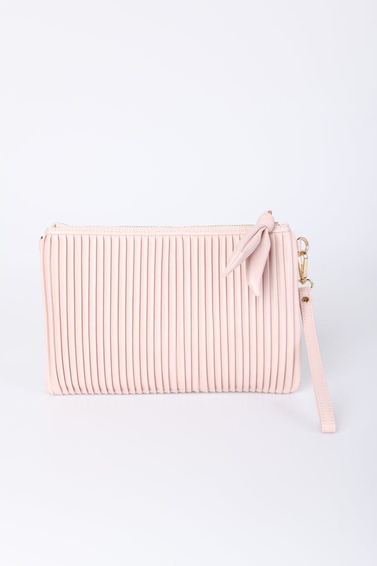 Ribbed faux leather clutch bag