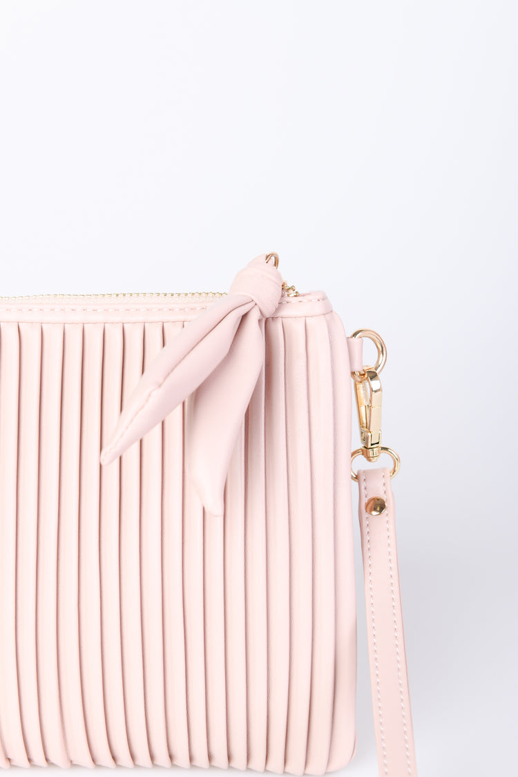 Ribbed faux leather clutch bag