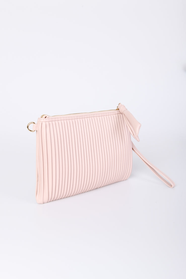 Ribbed faux leather clutch bag