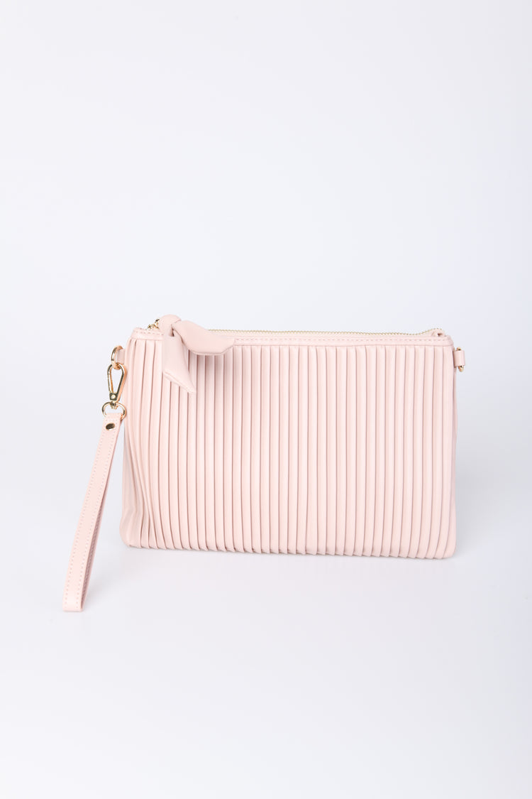 Ribbed faux leather clutch bag