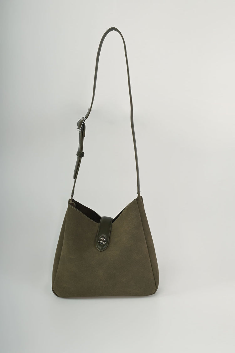 Faux suede shoulder bag