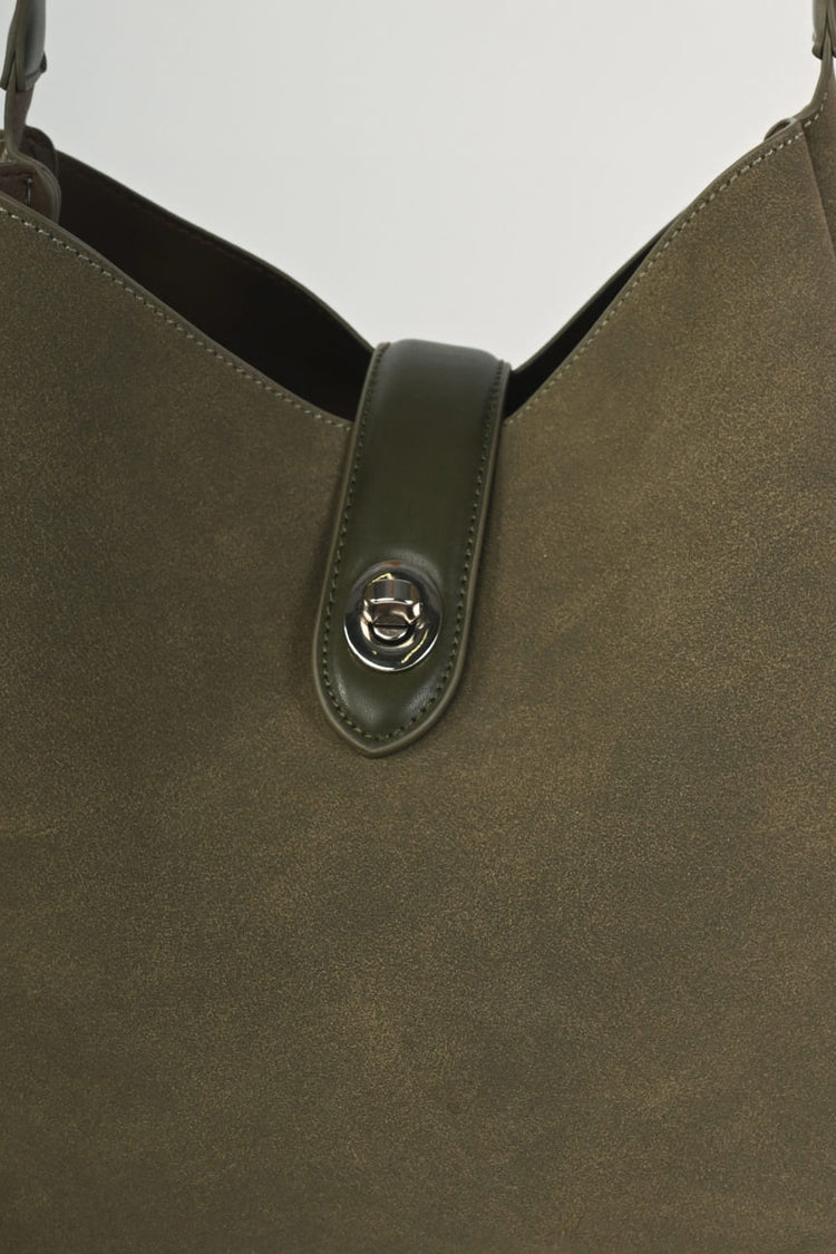 Faux suede shoulder bag