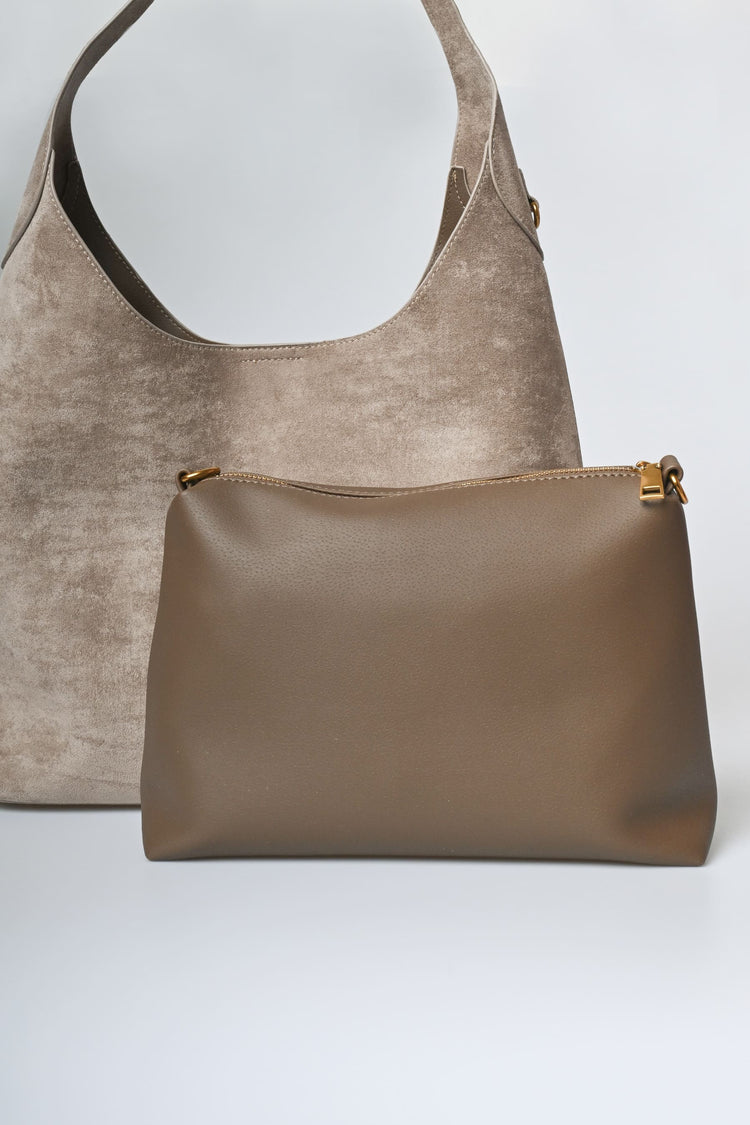 Faux suede hobo bag