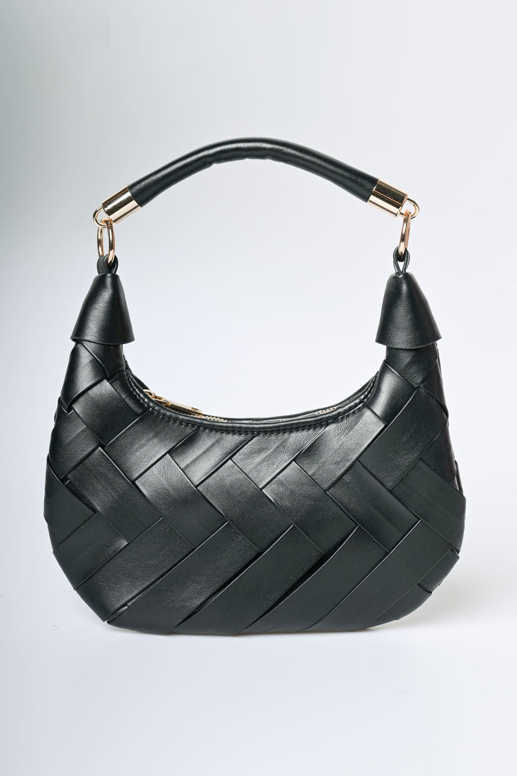 Woven half-moon bag