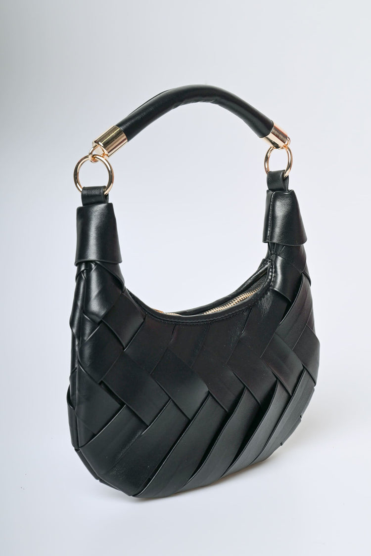 Woven half-moon bag
