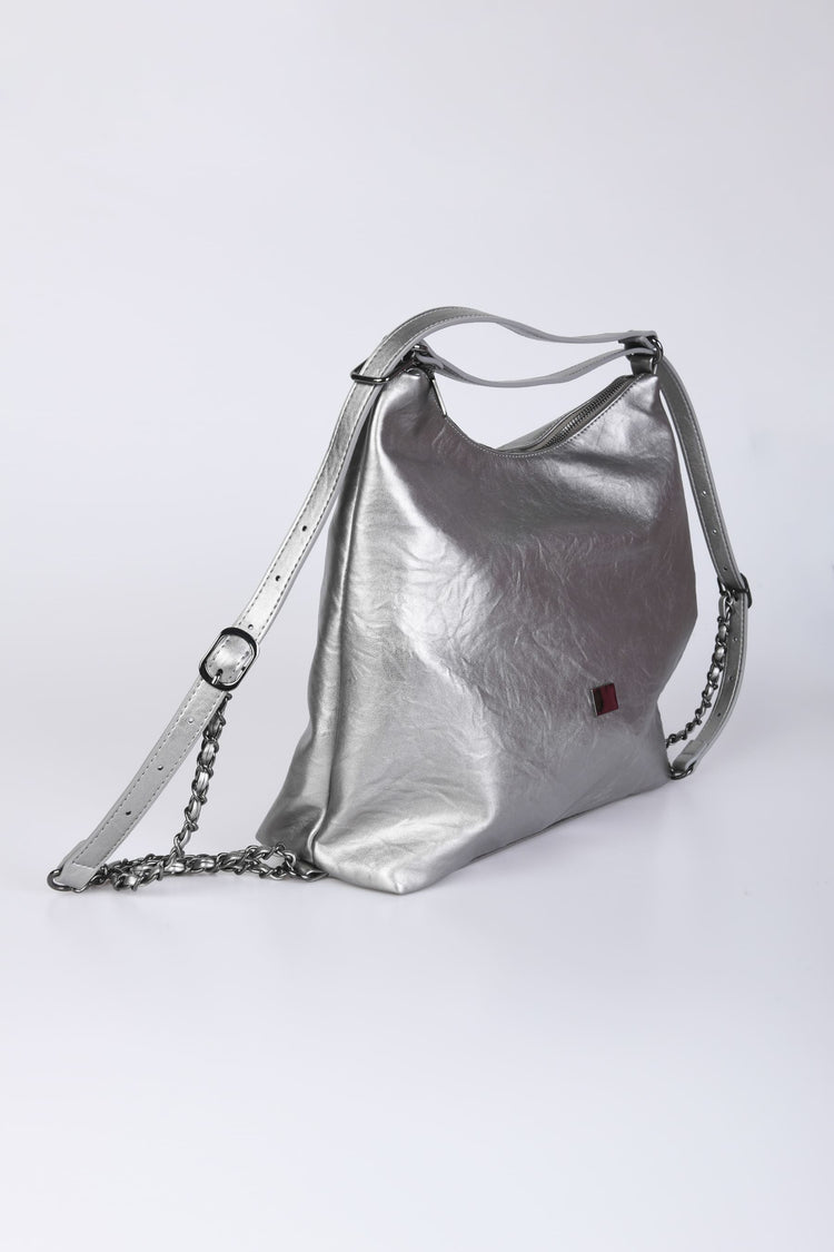 Faux leather shoulder bag