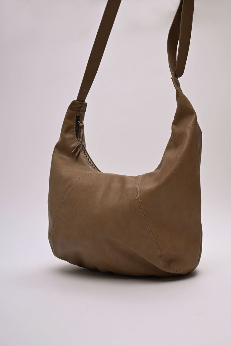 Borsa a spalla in similpelle cioccolato
