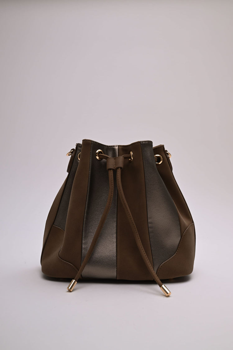 Bi-material bucket bag