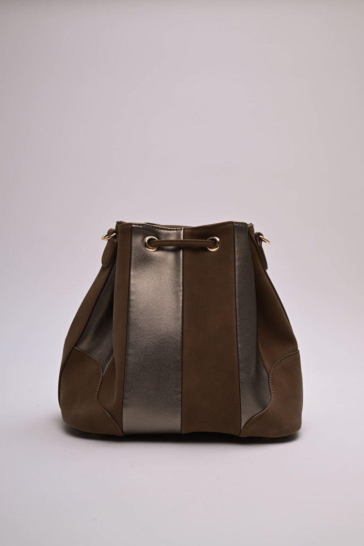 Bi-material bucket bag
