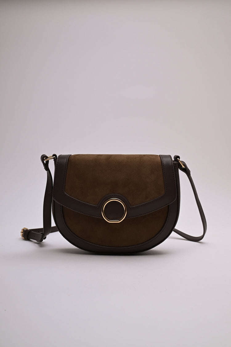 Bi-material crossbody bag