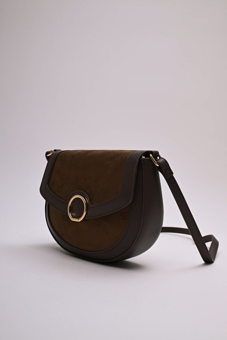 Bi-material crossbody bag