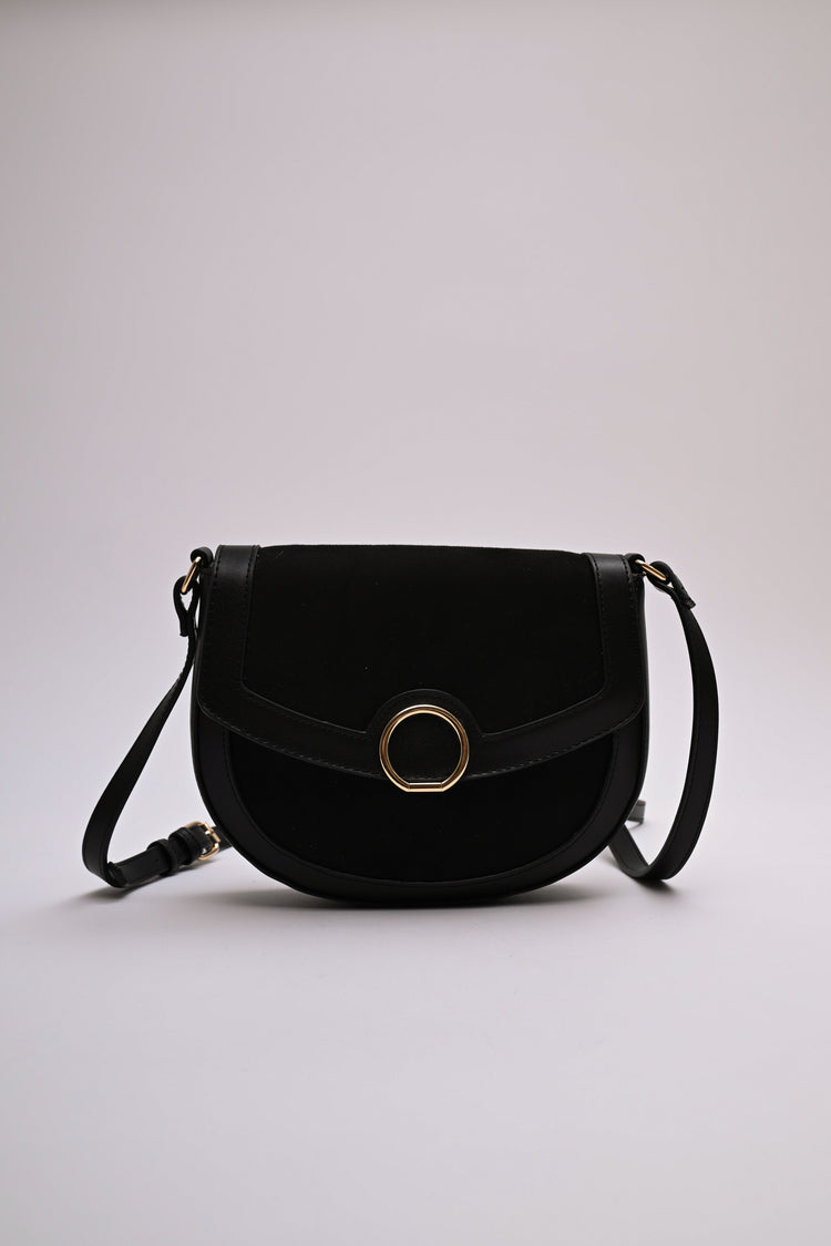 Bi-material crossbody bag